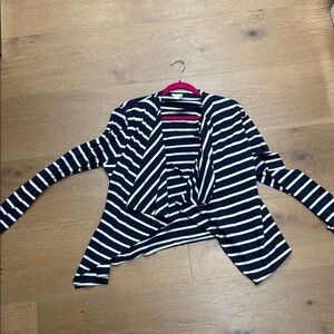J Crew Navy and White Striped Cardigan light weight jacket sz L